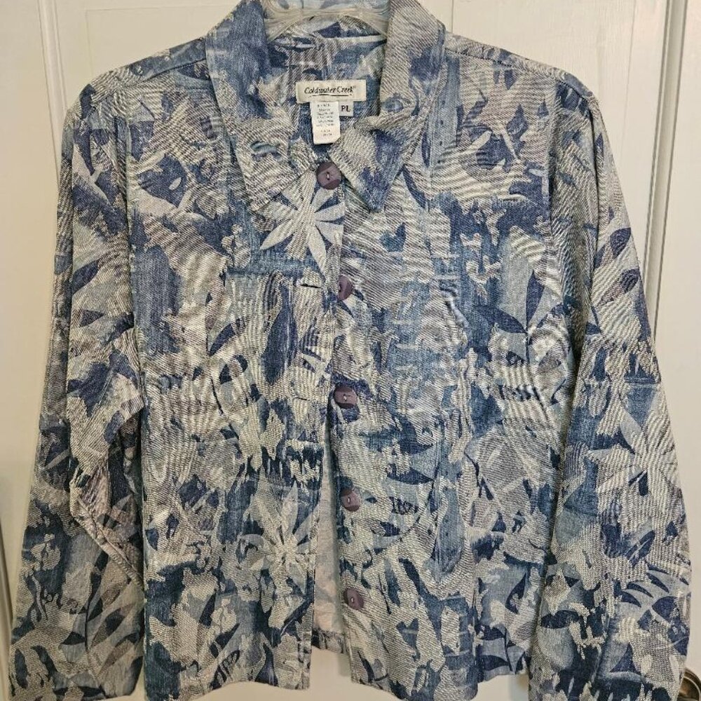 Coldwater Creek button down blue blazer (PL) cotton/polyester blend. 23" long